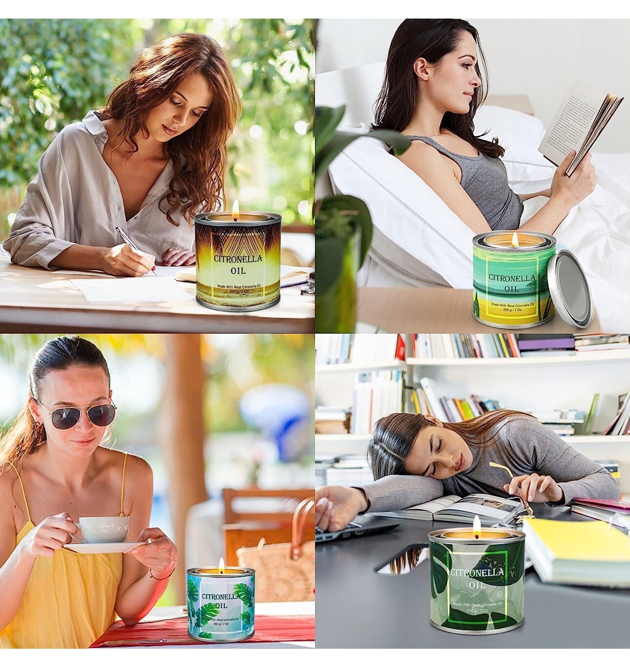 4 Pack Citronella Candles Outdoor, 28 Oz 200 Hours Burn Scented Citronella Ca…
