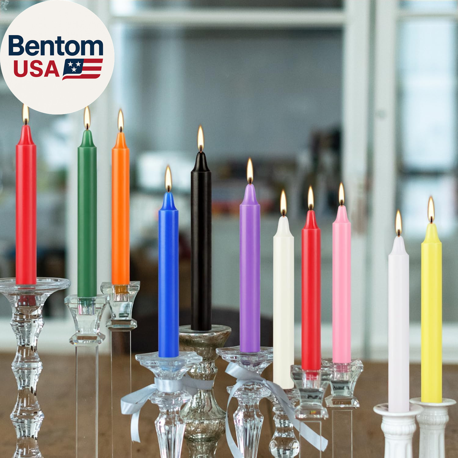 40 Pack Spell Chime Candles-4 Inch Multi-Colored Taper Candles Sticks-For Home D