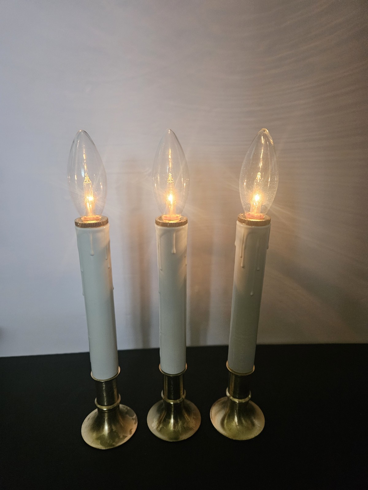 Battery operated window candle lights brass Christmas Drip Look 3 Cordless