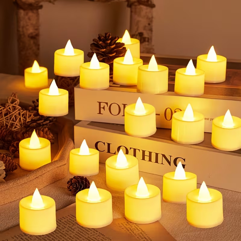 Flameless Ivory Tea Light Candles Timer 50 PCS