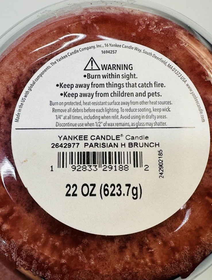 Yankee Candle Glass Parisian Holiday Brunch Original Jar Candle 22oz
