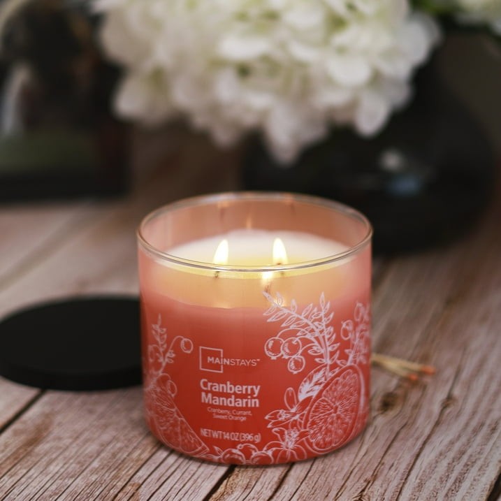 3-Wick Cranberry Mandarin Scented Candle–14 oz Ombre Jar Free Shipping in 2 days