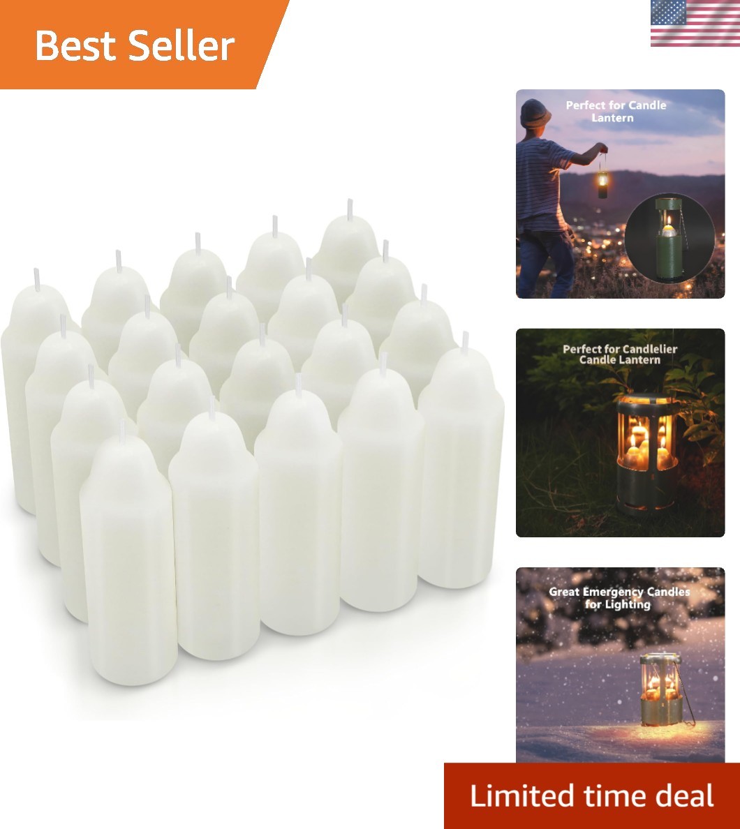 Emergency Candles for Lanterns Long Burning 15 Hour White 20 Pack | 1.2 x 3.5…