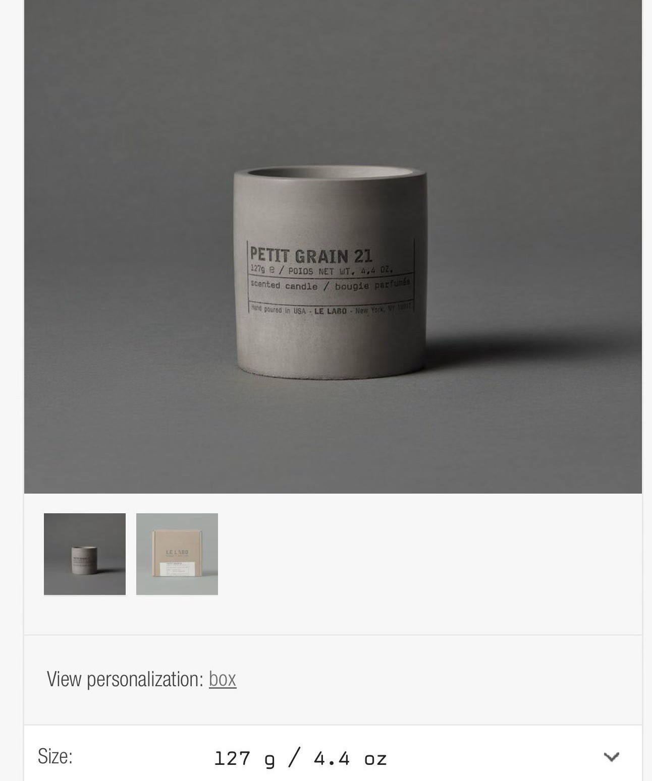 Le Labo Scented Candle PETIT GRAIN 21 – Size 4.4 Oz. / 127 g SEALED NEW IN BOX