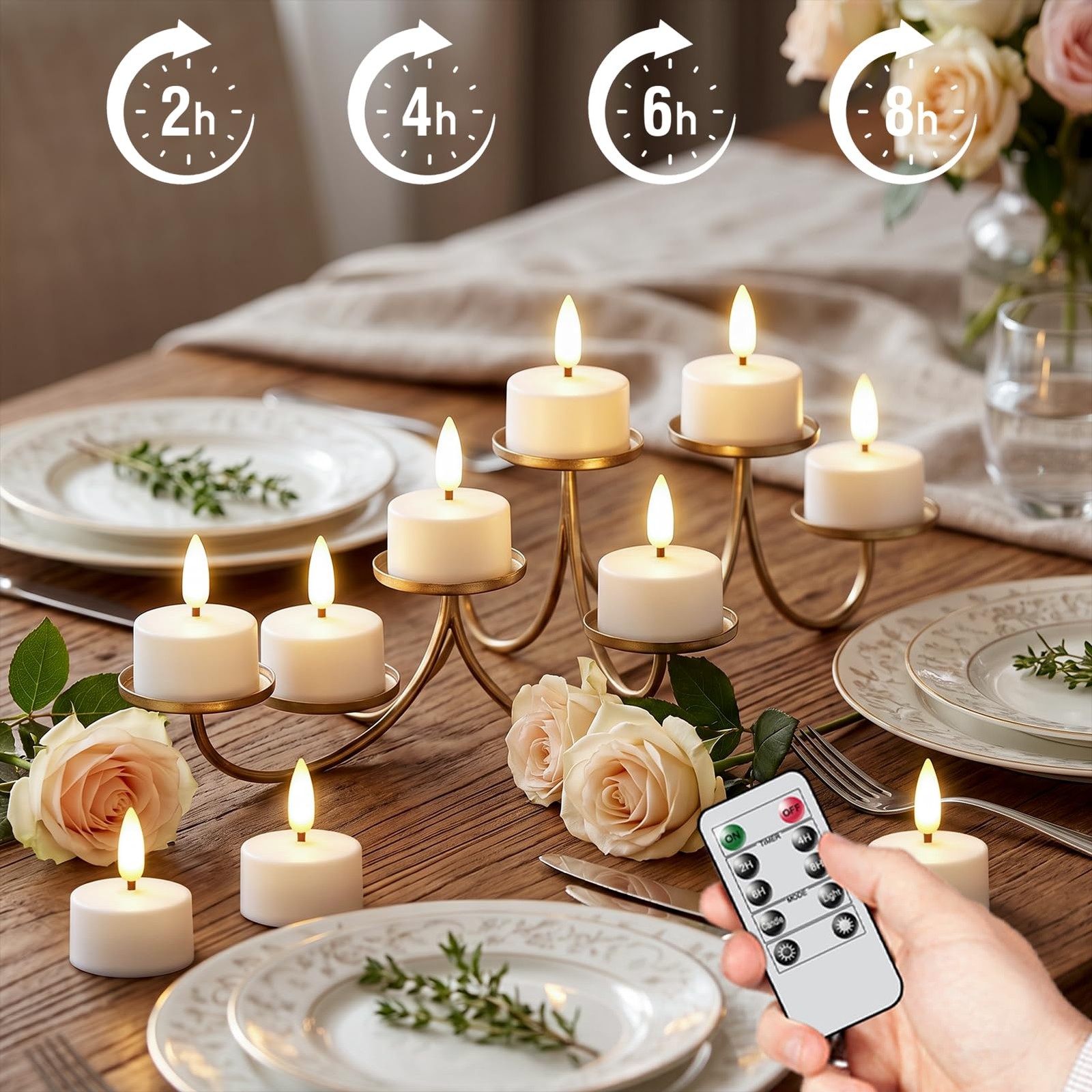 Rechargeable Tea Lights Candles with Charging Base, 6pcs Battery Operated Fla…