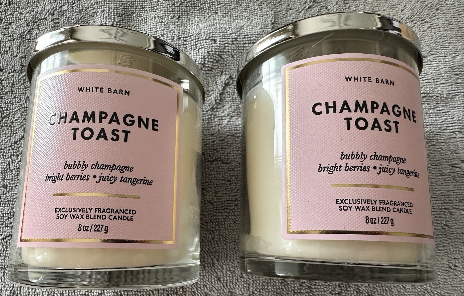 Bath & Body Works CHAMPAGNE TOAST Lot Of 2 Scented Single Wick Candles 7 oz NEW