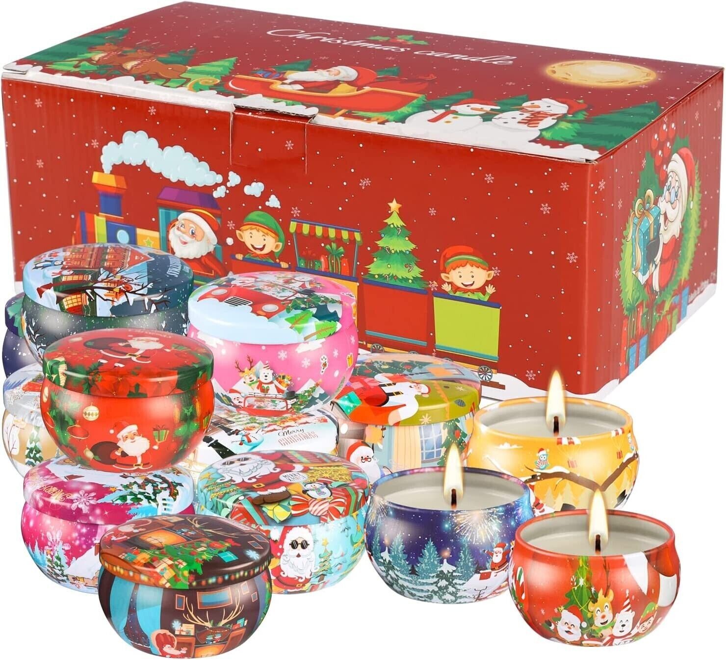 16 Pack Christmas Scented Candles Gift Sets, Natural Soy Wax 2.5 Oz Unit