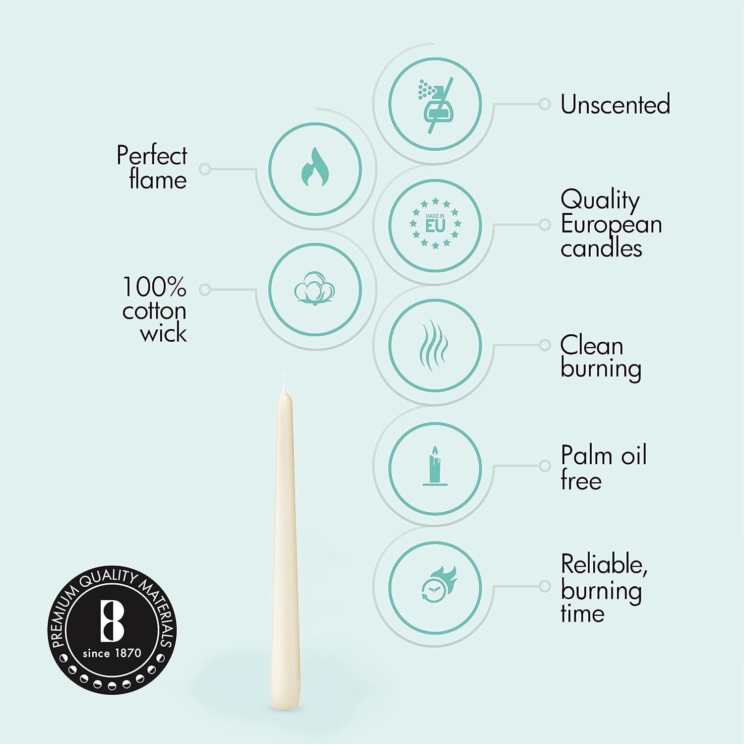 Long Burning Dripless Candles – 10″ Ivory Wax 30 Pack