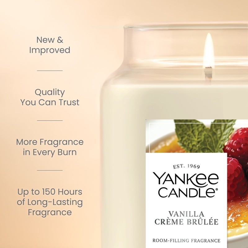 Large Jar Scented Candle Vanilla Crème Brûlée 150 Hours Long Lasting Fragrance