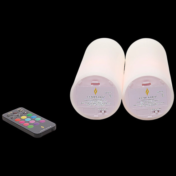 2-Pack: Luminara Flameless 4″ Color Changing Wax Pillars Set