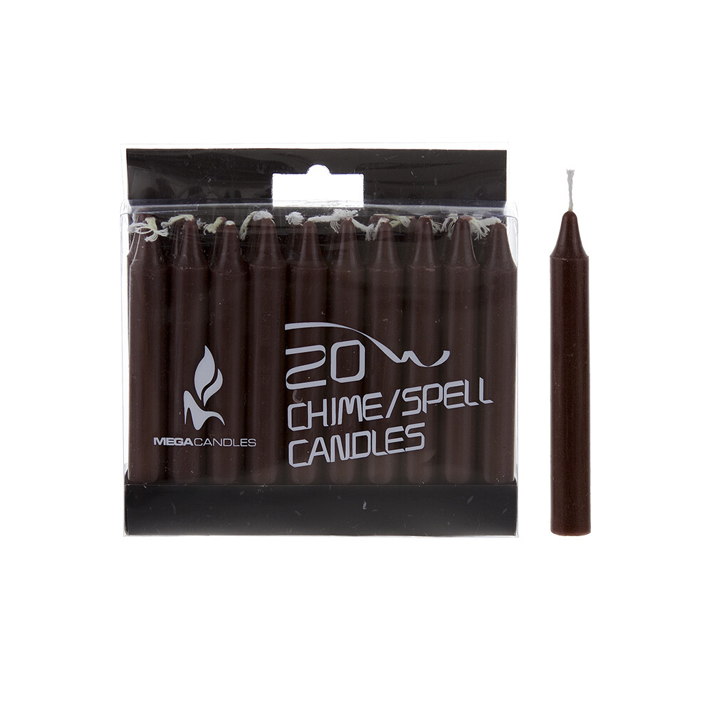 Mega Candles – Unscented 4″ Chime / Spell Taper Candles – Brown, Set of 40