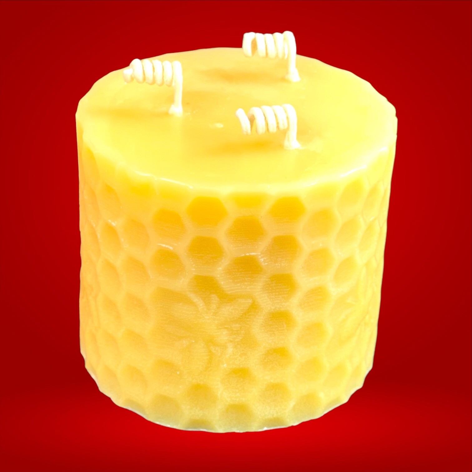 Luxury large Beeswax Pillar, Unscented Candles, Made in Canada