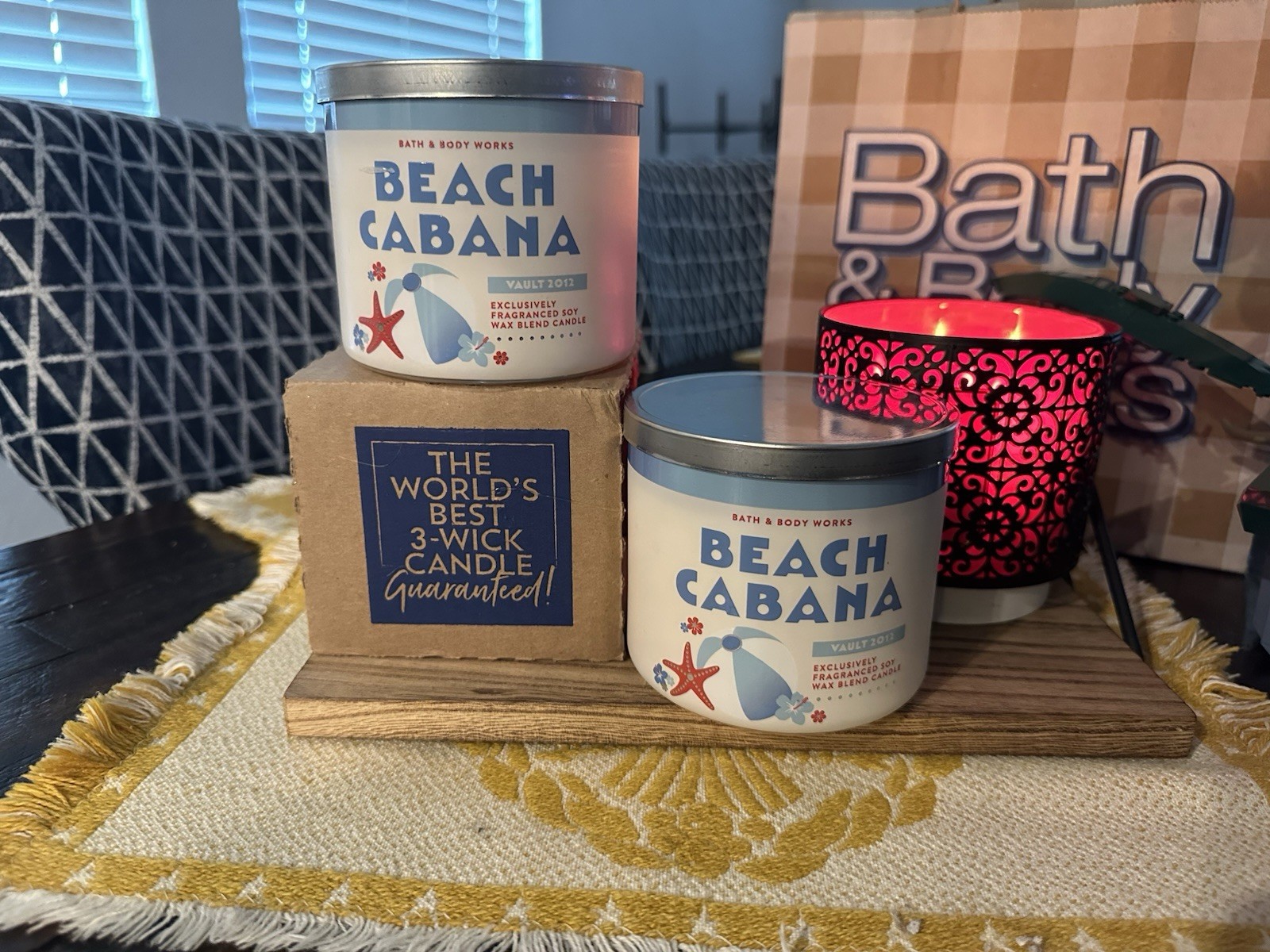 Lot Of 2 Bath & Body Works Beach Cabana 3 Wick Candle 14.5 OZ. RARE FROM VAULT⛱️