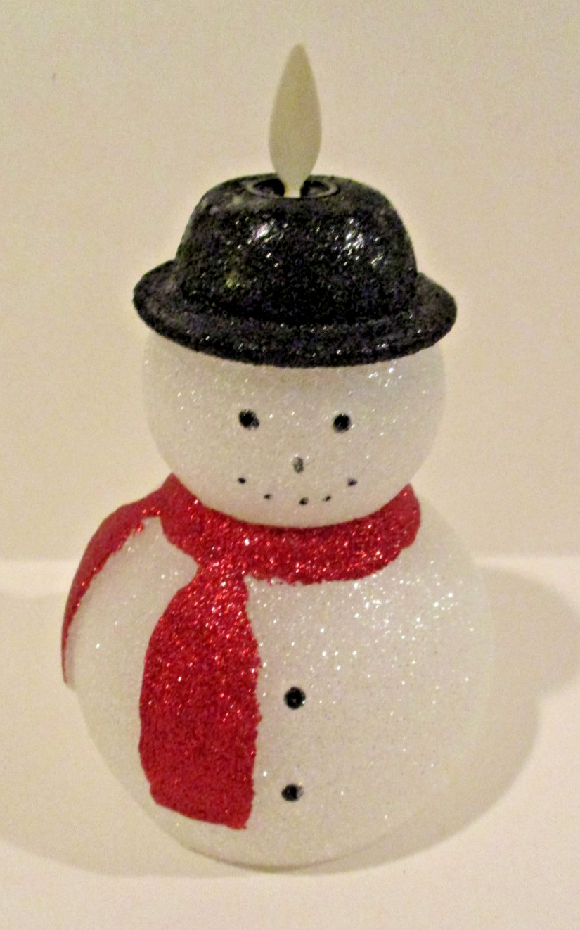 Luminara Snowman Figural Flameless LED Candle 6″ Real Wax Moving Flame Timer US