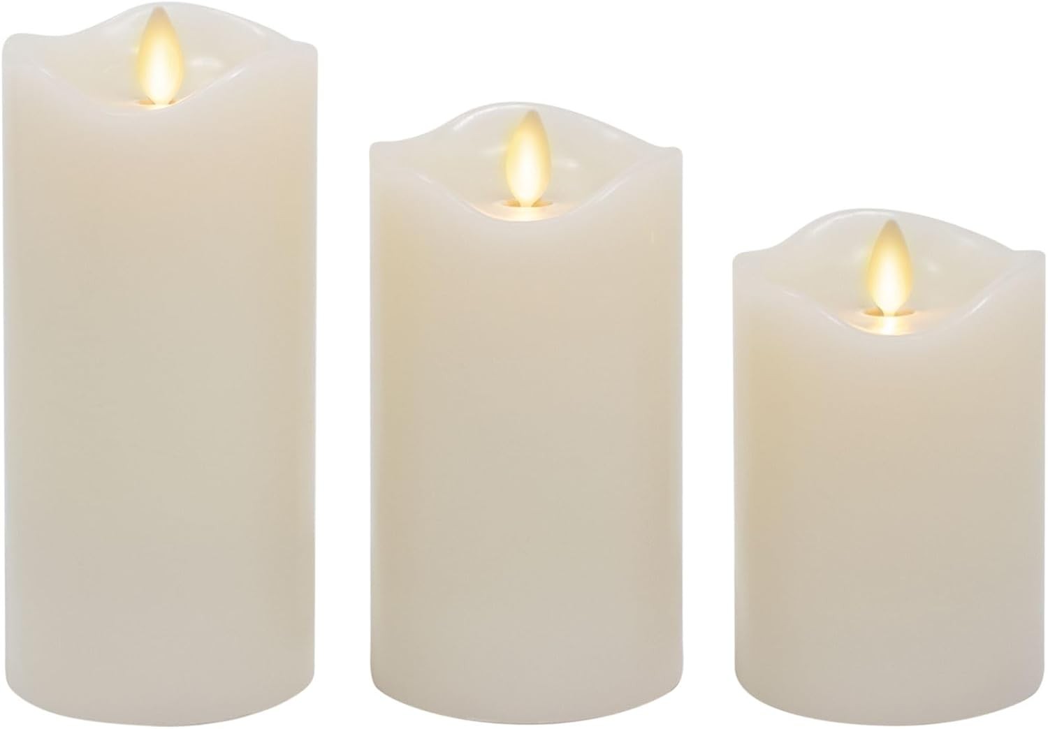 Matchless Candle Co. by Luminara Set of 3 (3″ x 4.5″,5.5″,6.5″) Ivory