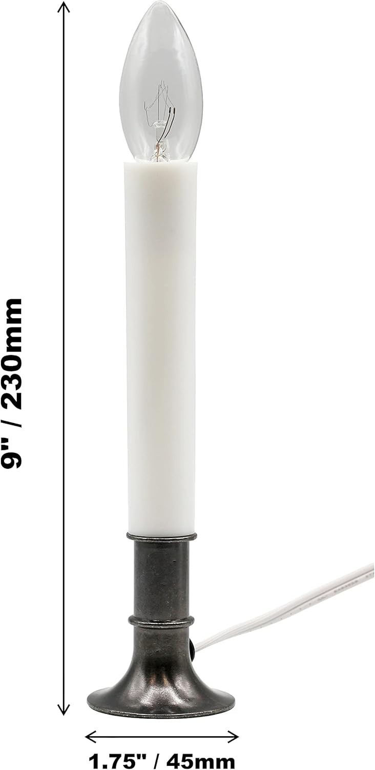 Creative Hobbies Electric Window Candle Lamp with Brass Plated Base, Dusk to