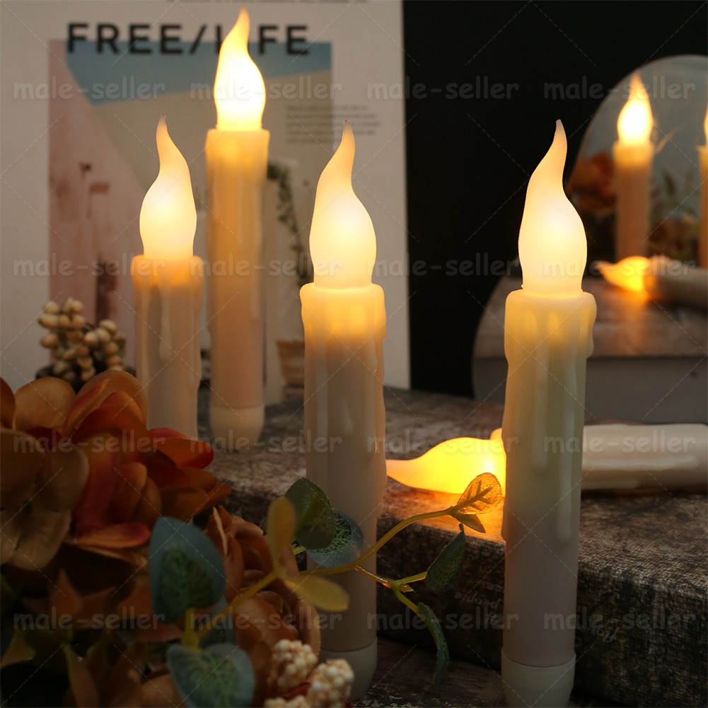 12PCS Battery Operated Flameless LED Taper Candles light Christmas Window Candle