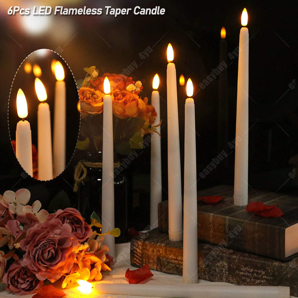 12 Pcs Flickering Flameless Taper Candles Light with Remote Control Timer Dimmer