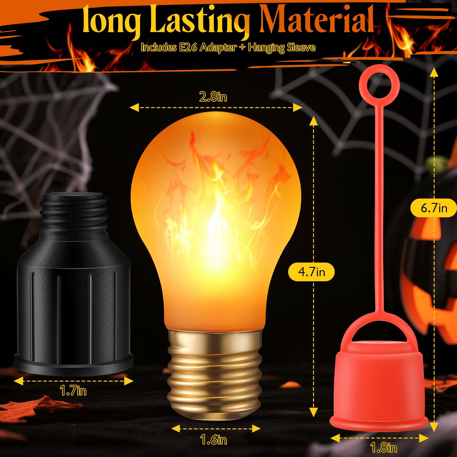 2 Pack Rechargeable Flame Light Bulbs – Wireless A19 Flickering Fire Bulb for…