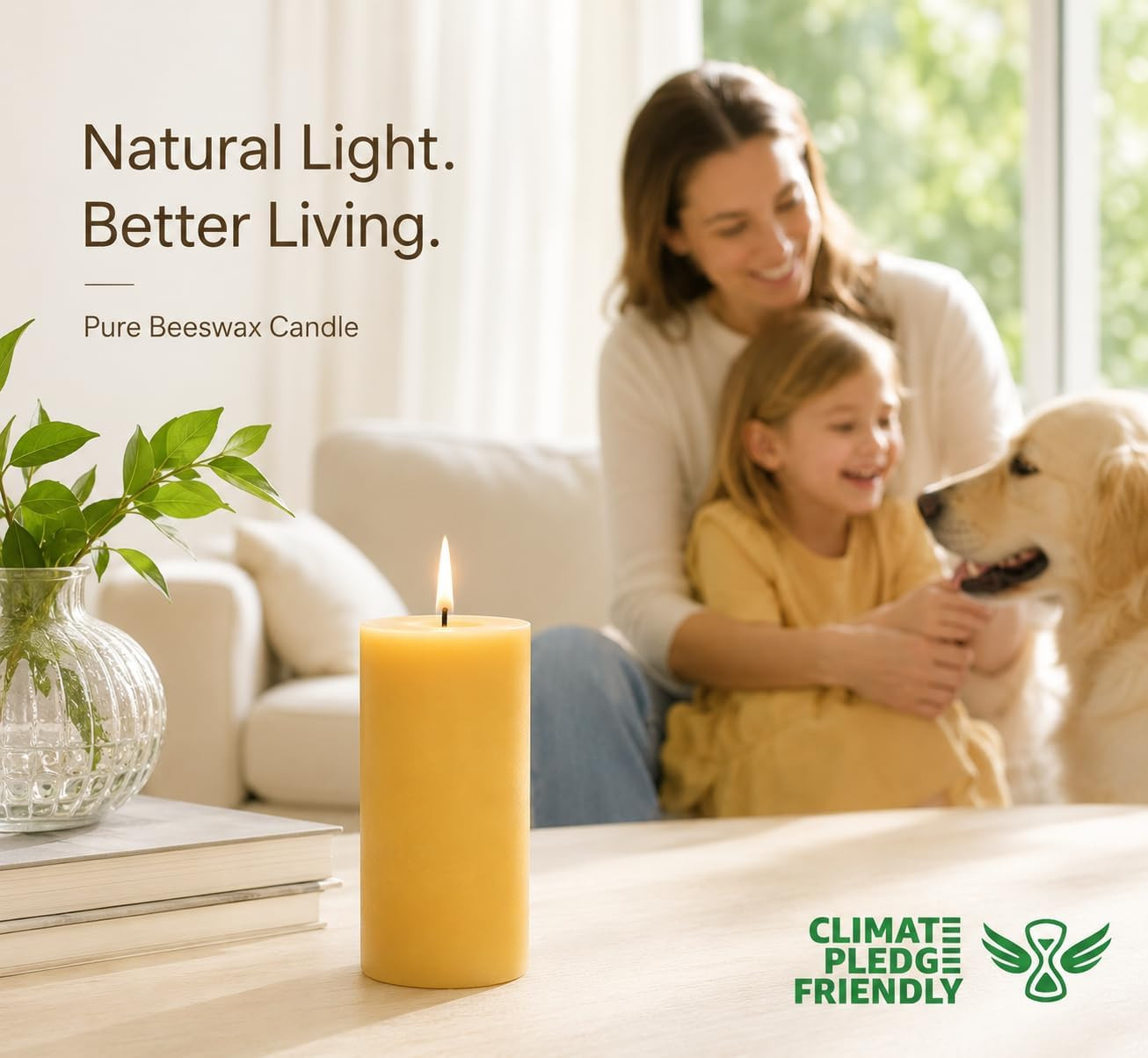Beeswax Candles Pillar 6 Pack, 2X4 Inch Non Toxic Bees Wax Candle for Home, Long