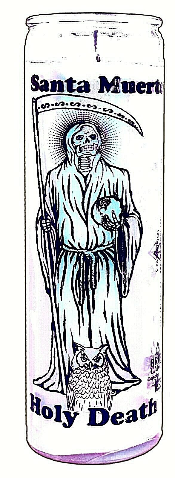 CANDLE HOLY DEATH WHITE UNSCENTED- SANTA MUERTE BLANCO VELADORA 120 Hours