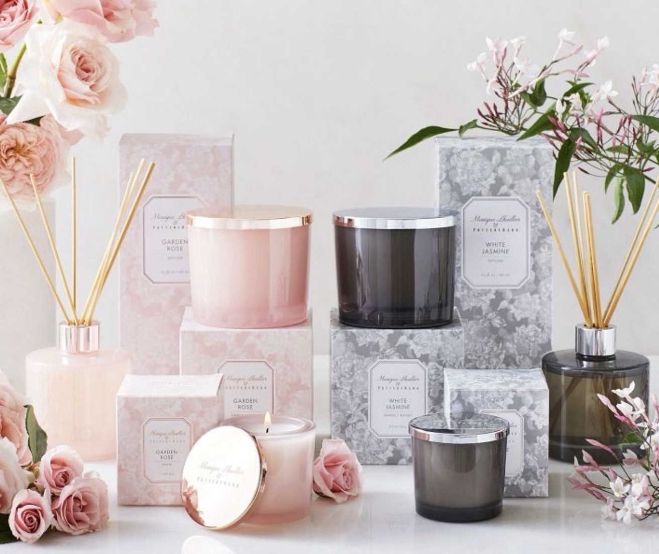 Pottery Barn White Monique Lhuillier Collection Candle ( Garden Rose ) ~ 1.7 oz.