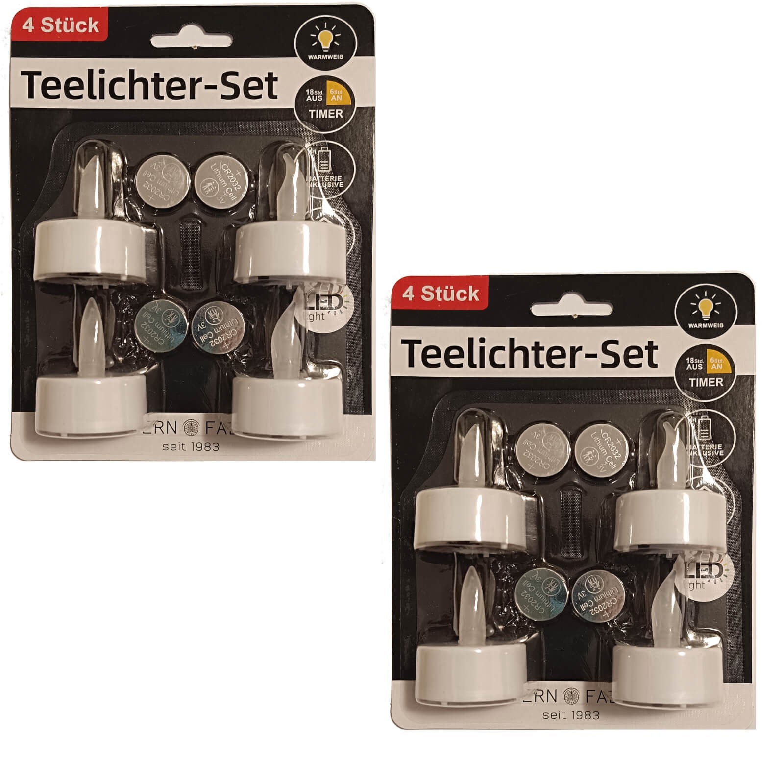 2x Set of 4 LED Tea Lights with Timer Function Warm White incl. Batteries CR2032 #21