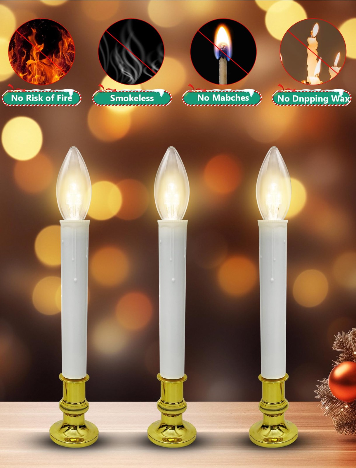 Xingzd 4PK LED Window Candles 7.75″ Christmas Candle Lamp