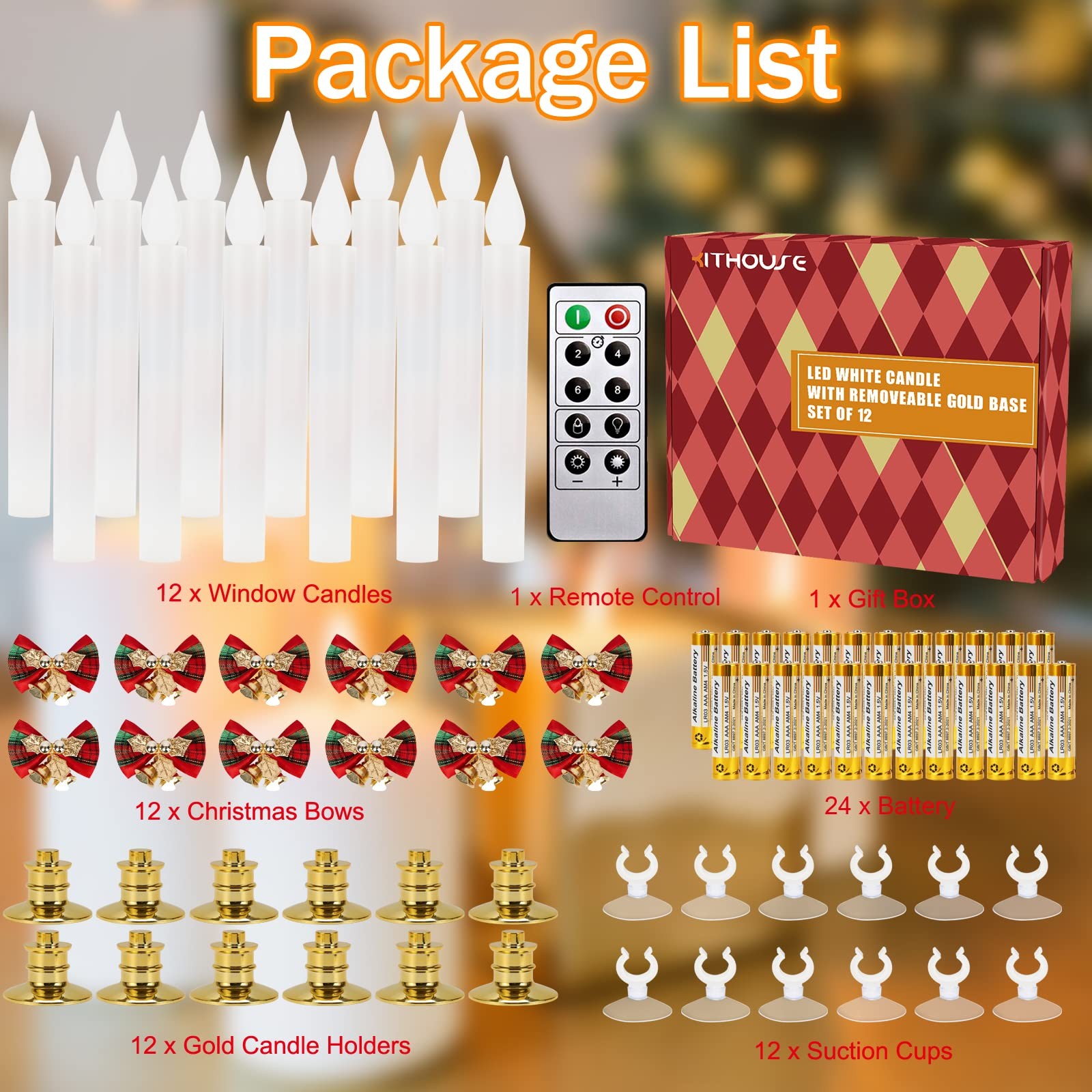 Flameless Candles-Window Candles-LED Battery Operated Candles with 24 AAA Bat…