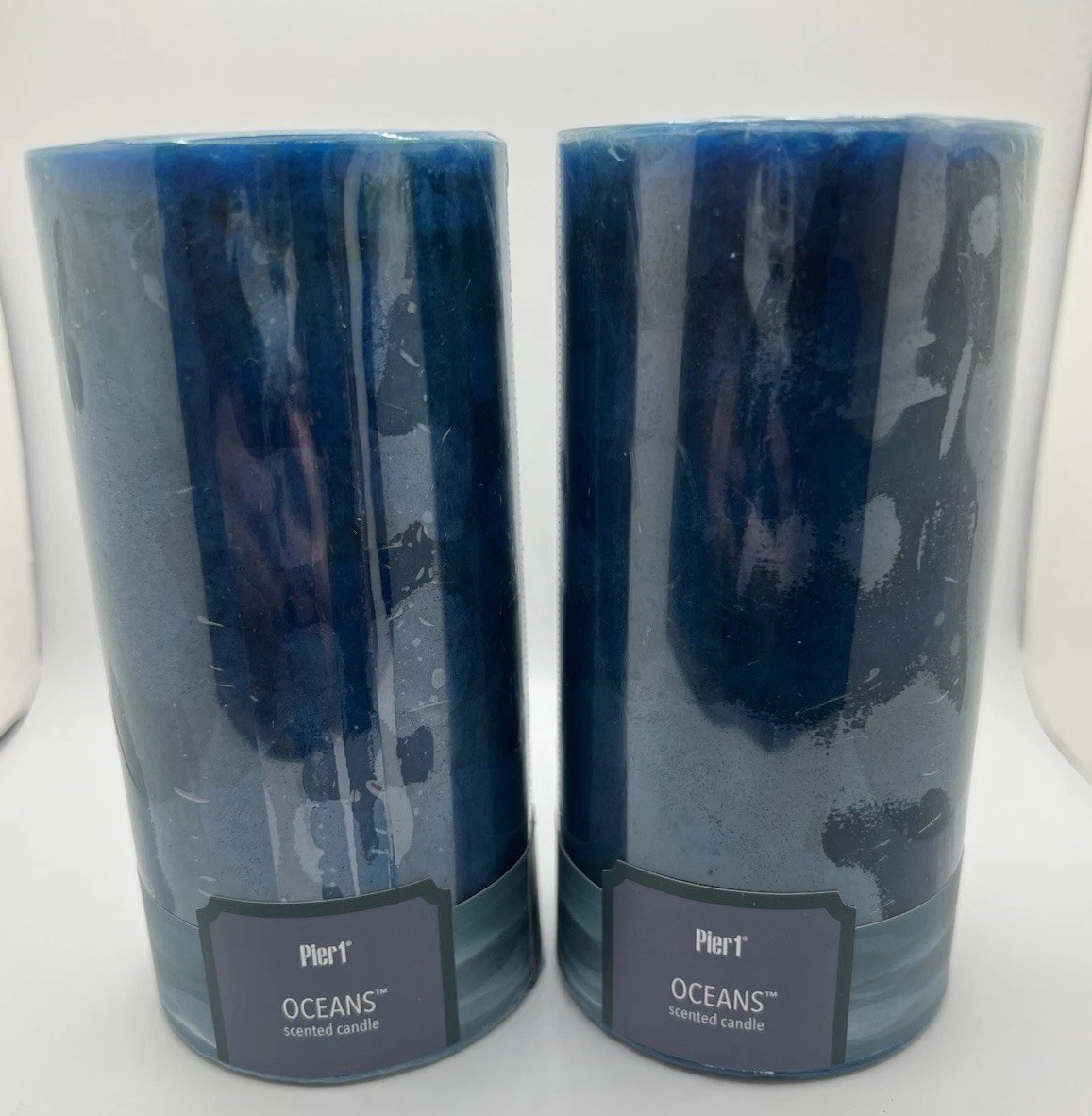 Set Of 2 Pier 1 Imports OCEANS Scented Pillar Candle 3×6 •NEW• Sealed• D/C