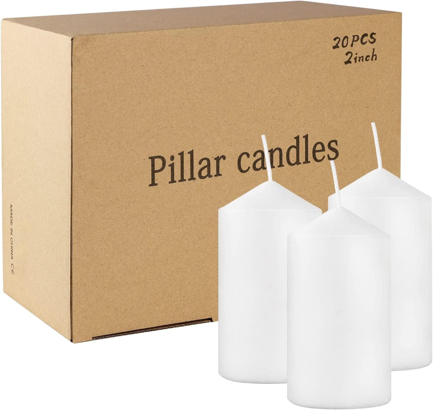 20 Pcs Pillar Candles Bulk Long Burning Wax Pillar Candles 2″ X 4″ Dripless Unsc