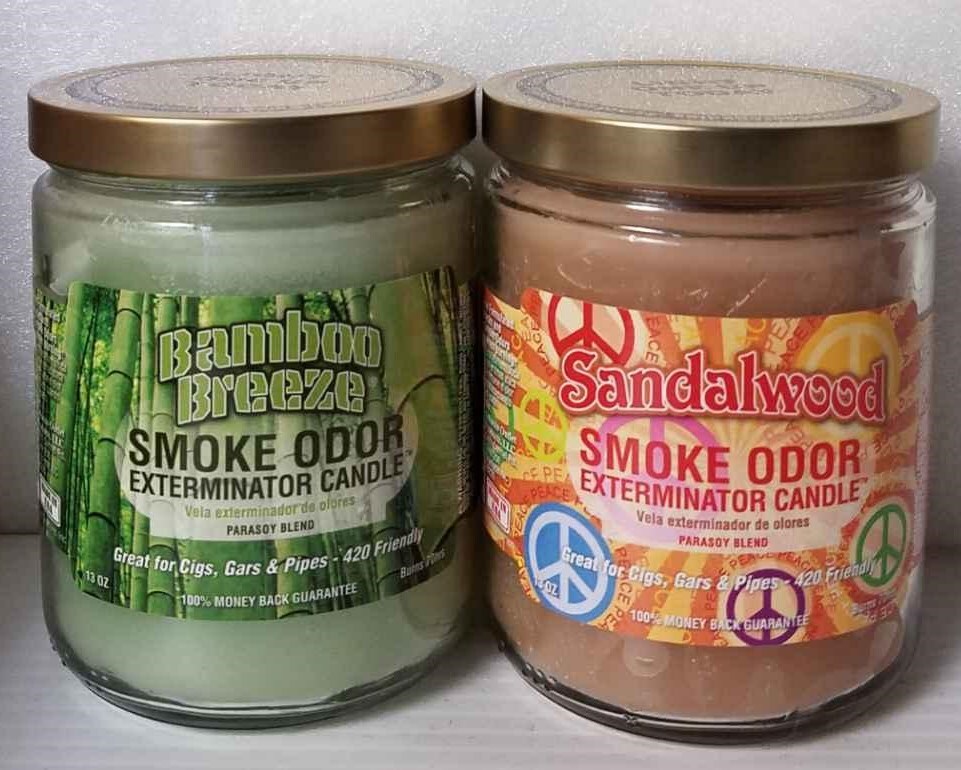 Smoke Odor 13 oz Candles 2 Fragrances Set Bamboo Breeze/Sandalwood.
