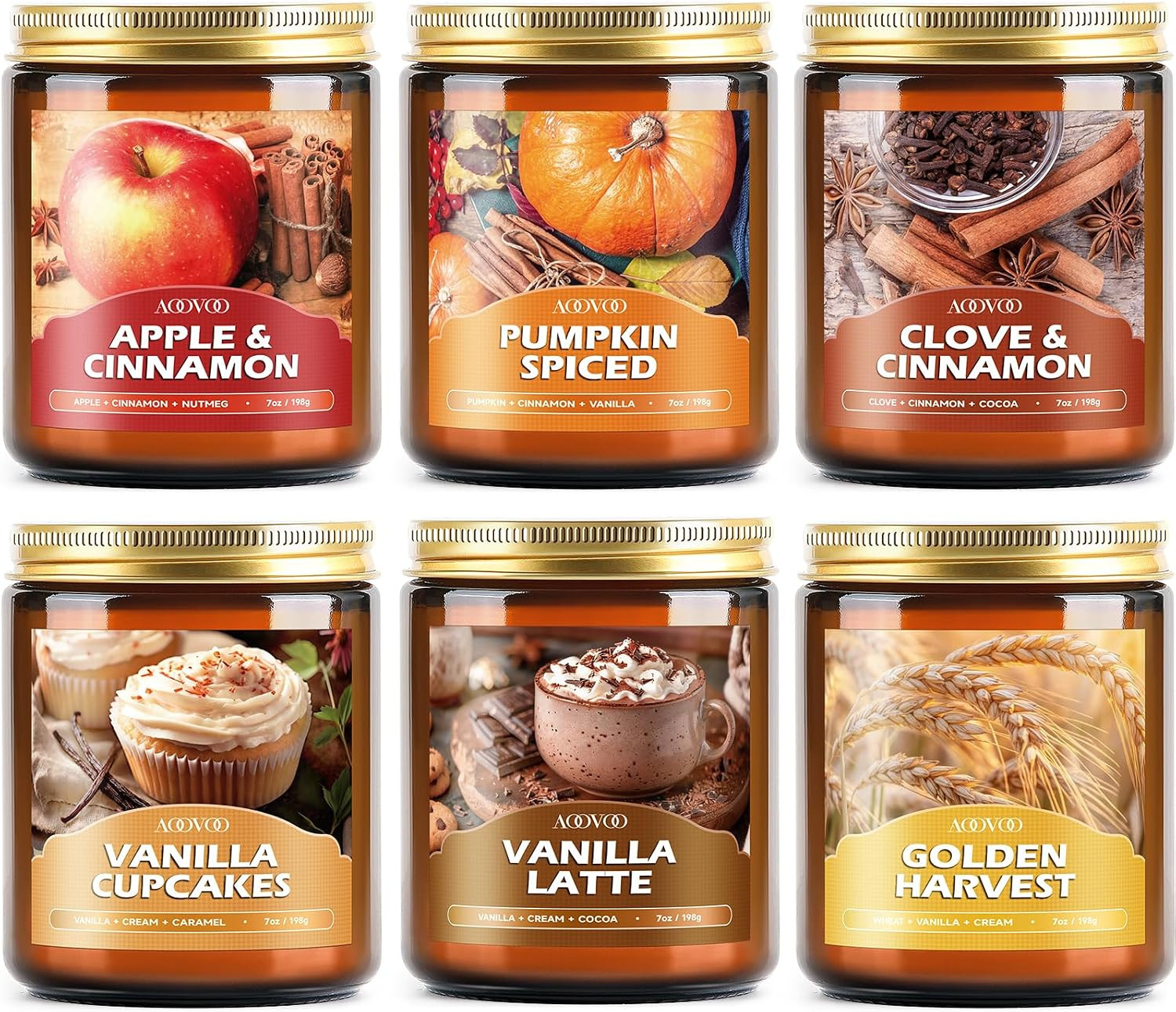 Fall Candles Set – 4 Pack Candles for Home Scented, 28 Oz Natural Soy Wax 200 Ho