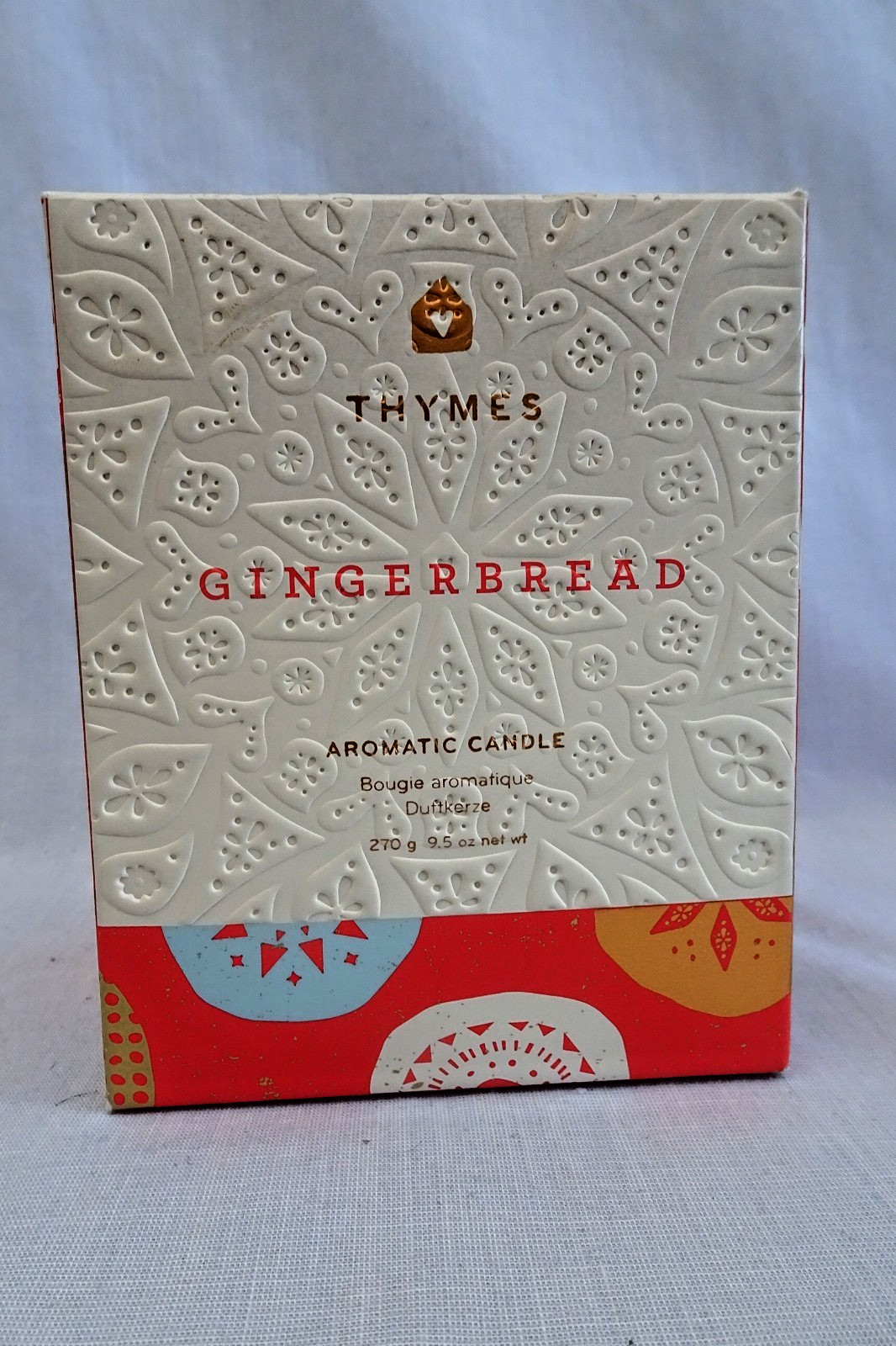 THYMES Gingerbread 9.5oz/270g Aromatic Candle 4″ Size NIB