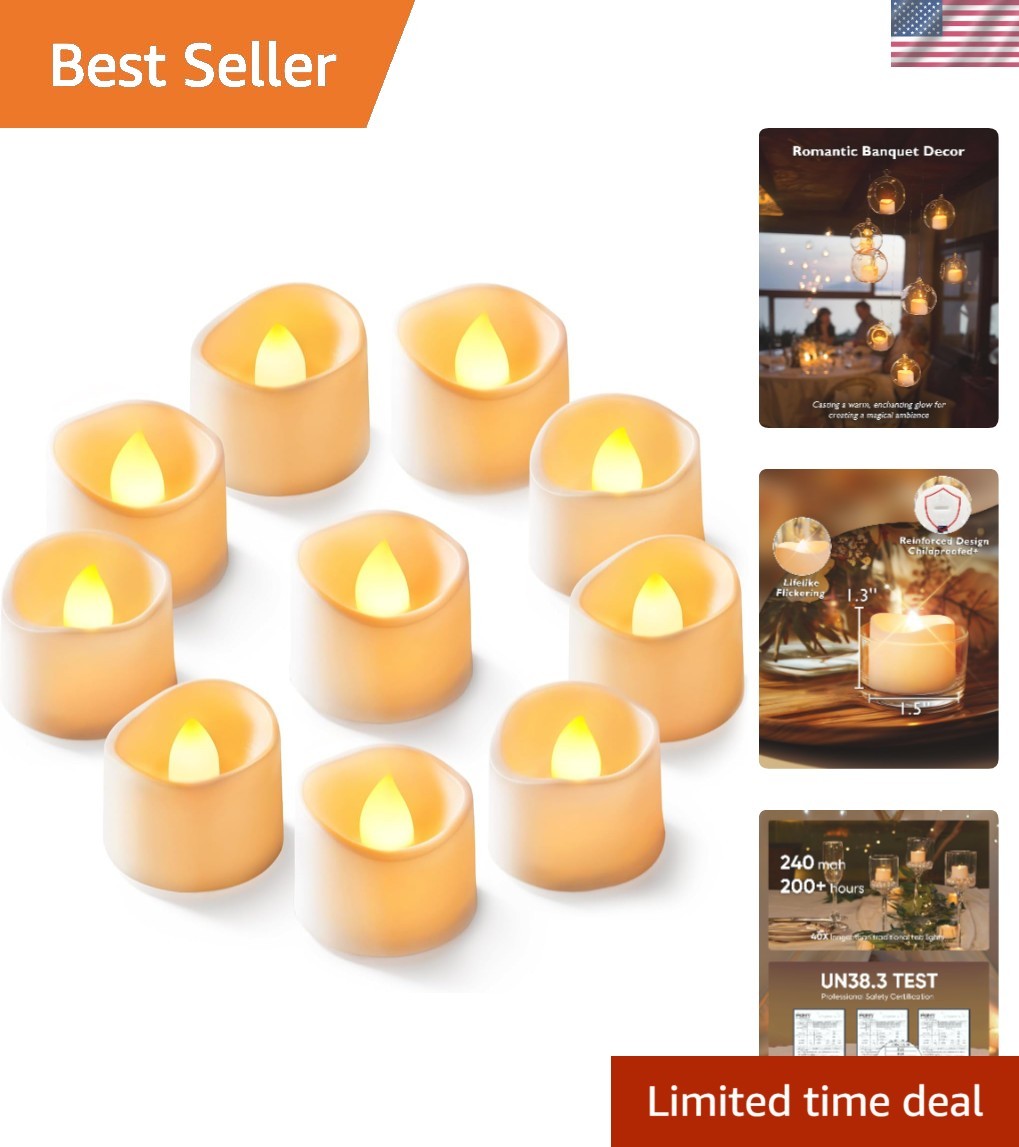 200+ Hour Flickering LED Tea Lights – Pack of 24 for Safe Indoor & Outdoor Decor