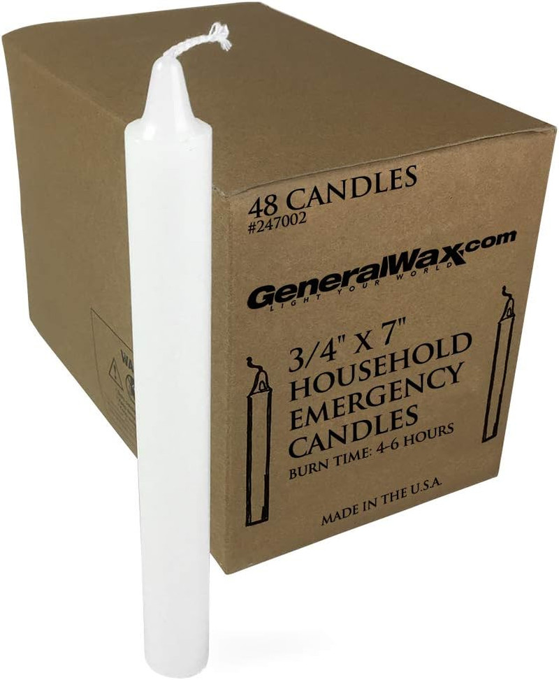 Long White Household Candles Unscented (Box of 48). Perfect for Church Ceremonie