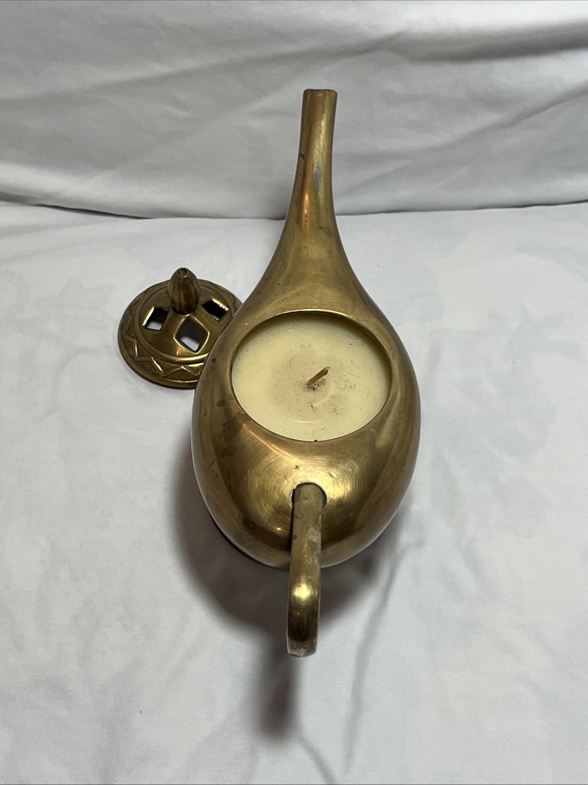 Genie Lamp Candle Never Lit Brass Plated Aladdin Style Heavy Made In India