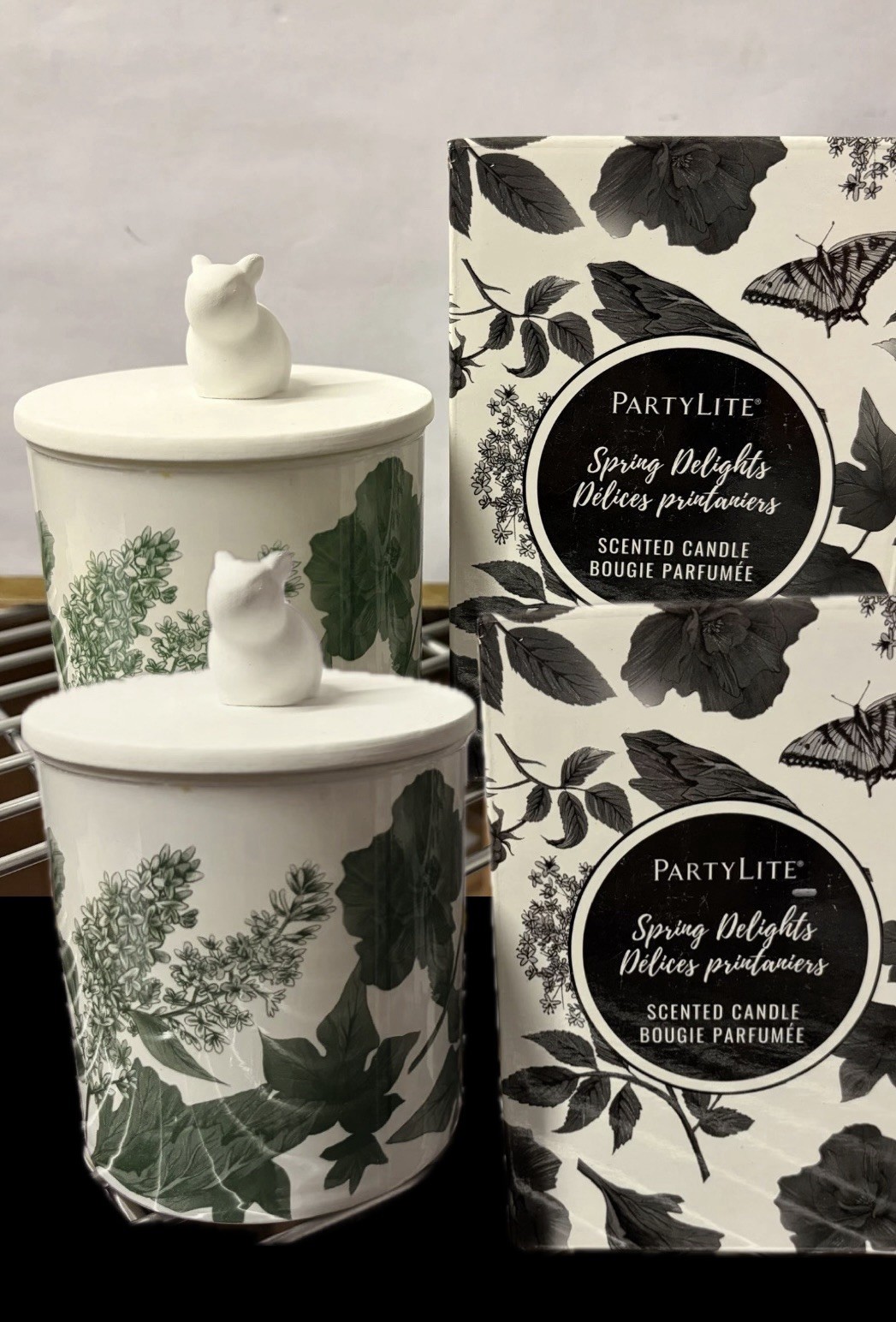 PartyLite Candles Qty 2 Spring Delights Candle Jars ROSE VETIVER Scented W/ Lid