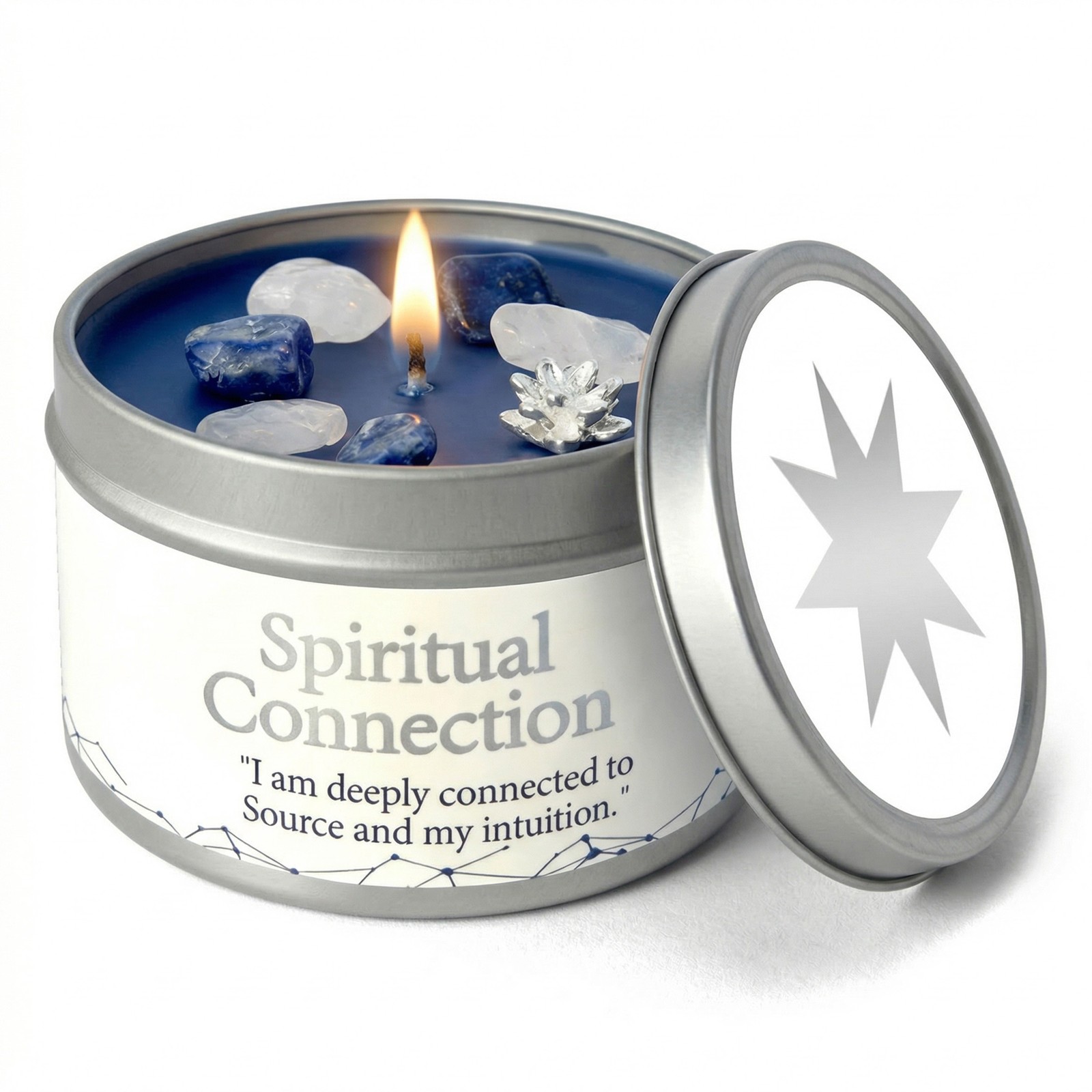1 Pack EVODUCK Meditation Crystal Candle Lapis Lazuli Spiritual Gift 3 oz