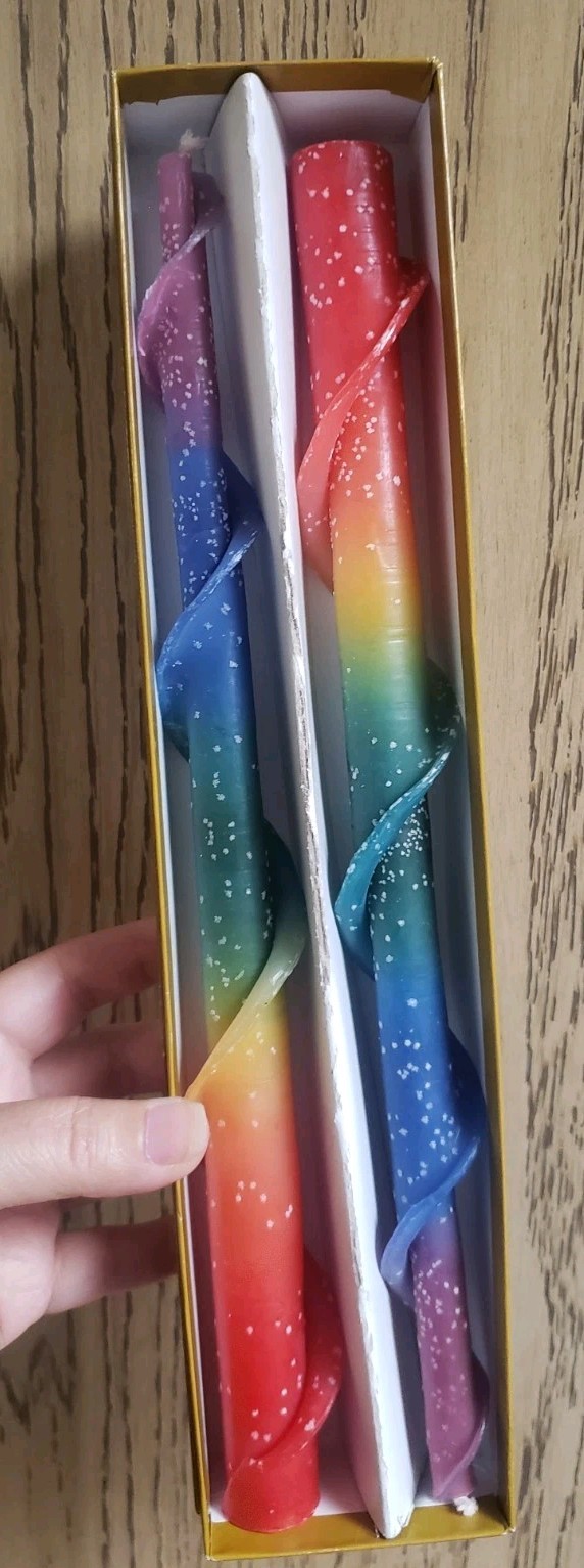 VTG Hurd Beeswax Candles RAINBOW Spiral Tapers Freemark Abbey St. Helena CA NIB