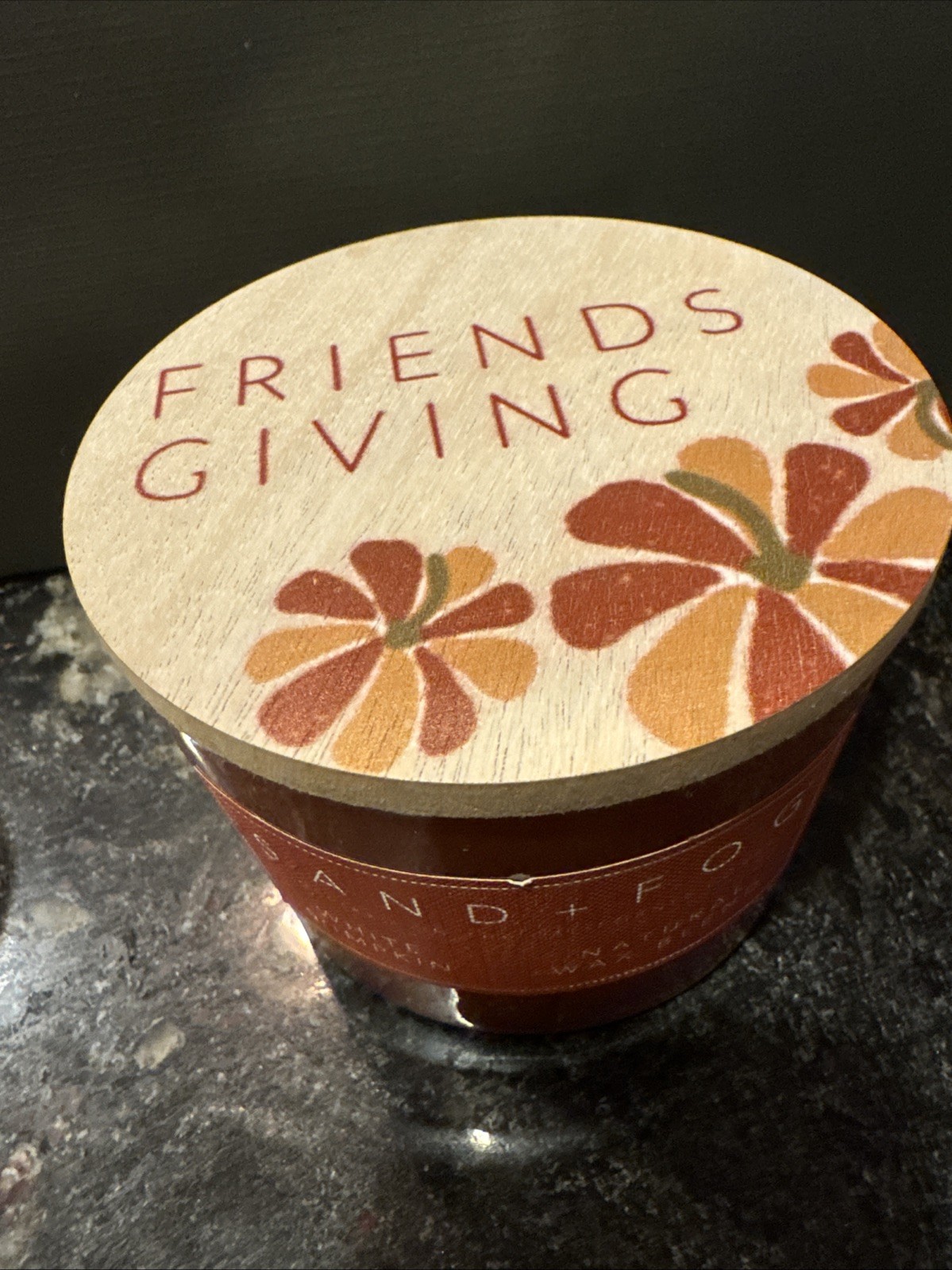 Sand + Fog 57 oz Soy Wax Blend Candle White Pumpkin With FriendsGiving Top New