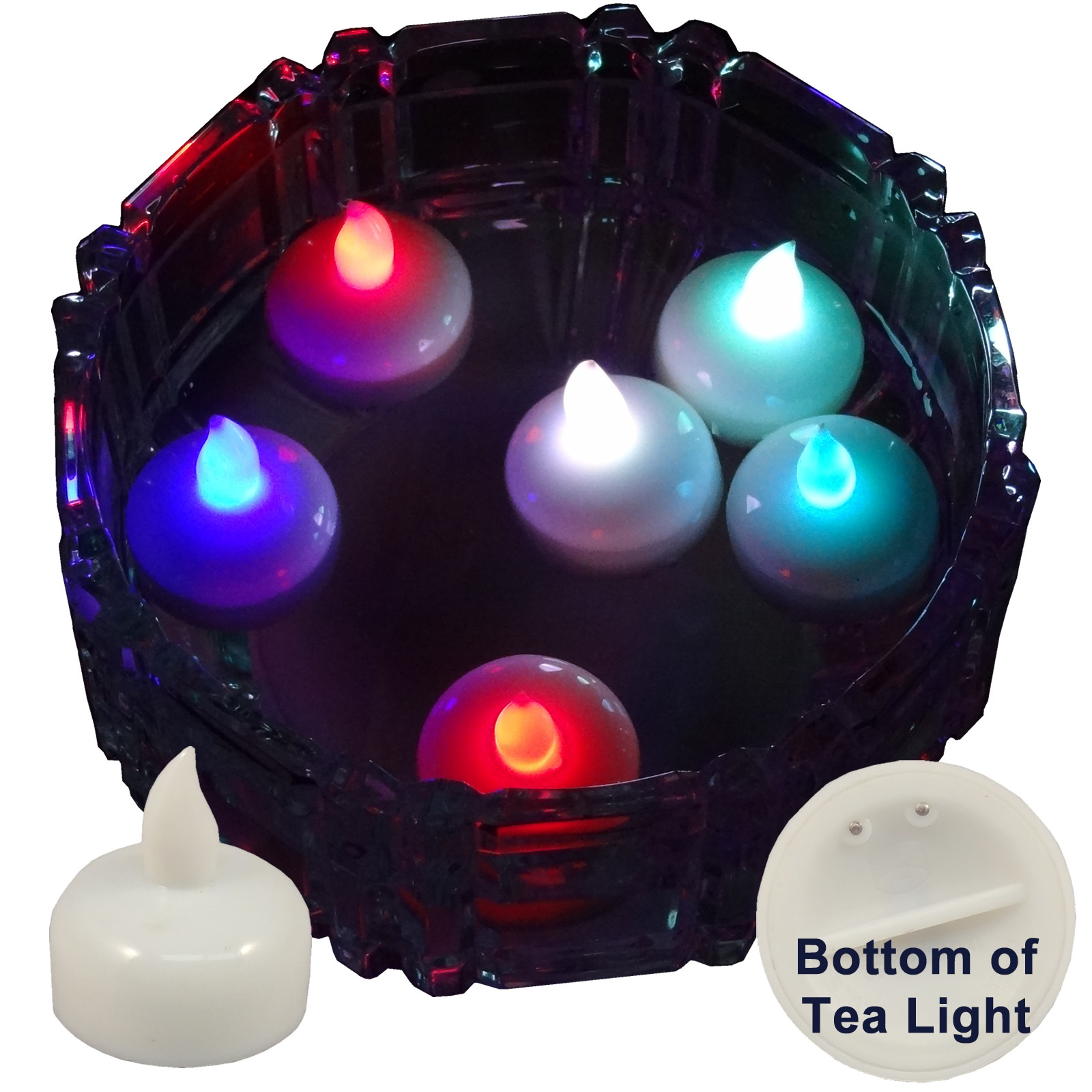6 Multi-color Led Floating Floral Tea Light Candle for Wedding Centerpiece Decor