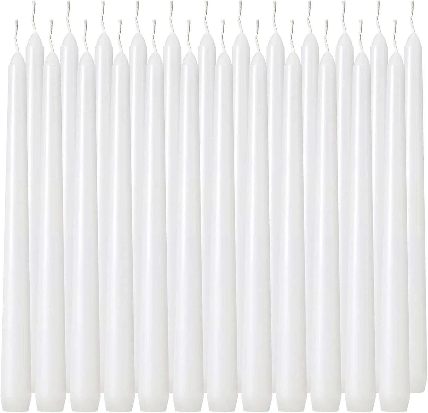 24 Pack Tall White Taper Candles, 10 Inch (H) Dripless, Unscented Dinner Candle,