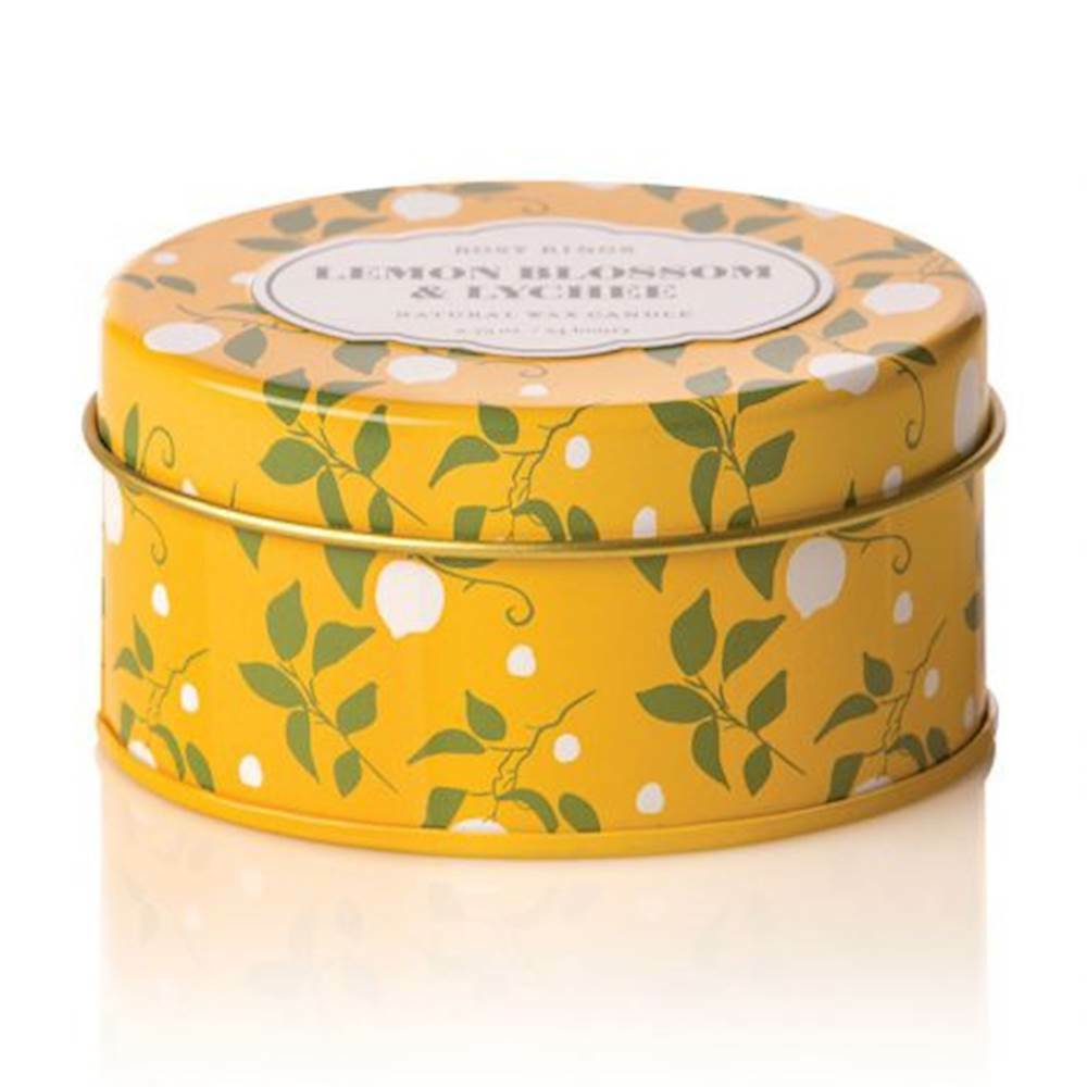 LEMON BLOSSOM & LYCHEE Rosy Rings Botanical Signature Travel Tin Candle