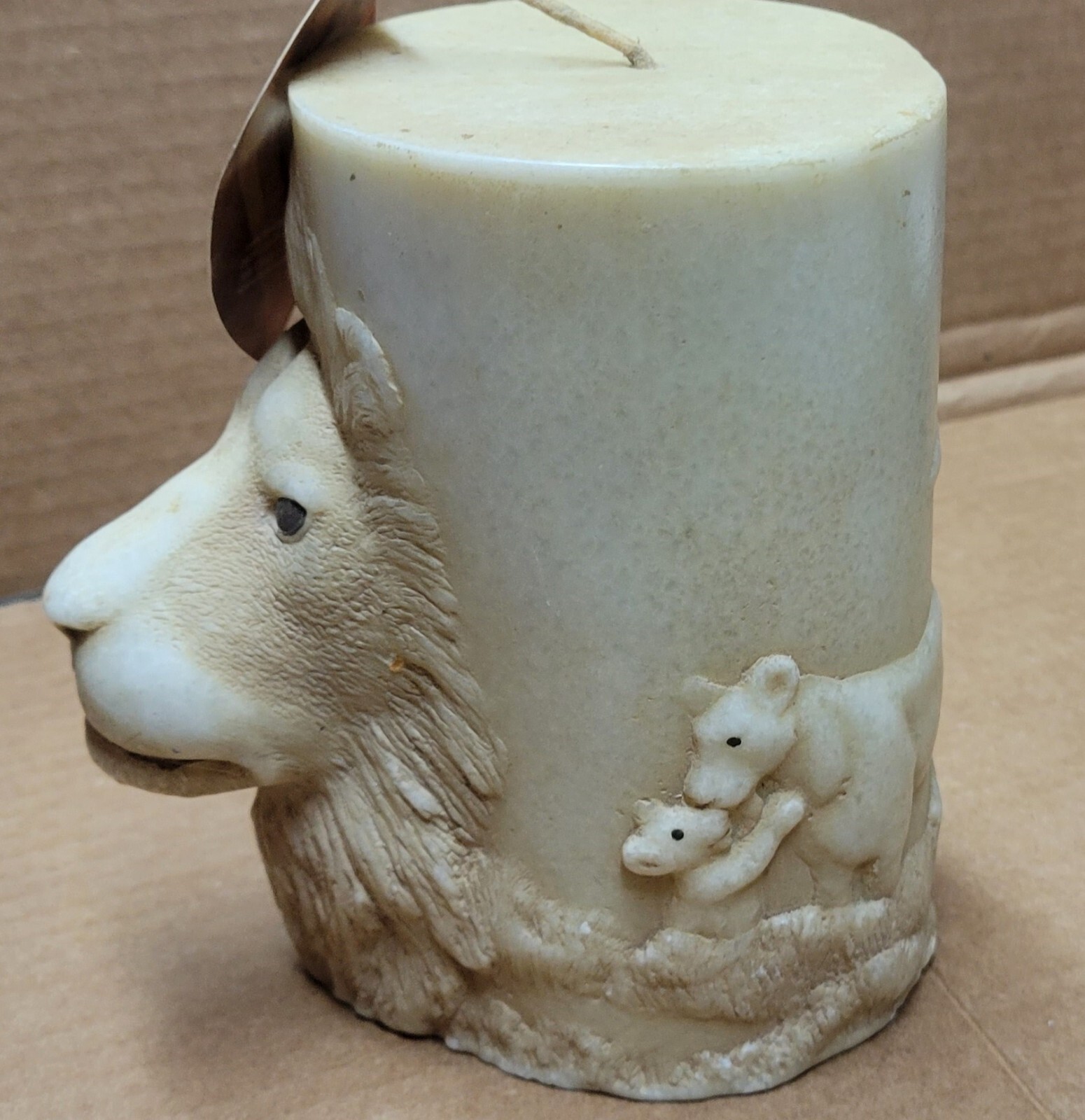 Animal Spirits Handcrafted Lion Pillar Candle Lioness Cub Lava Enterprises 5.5”