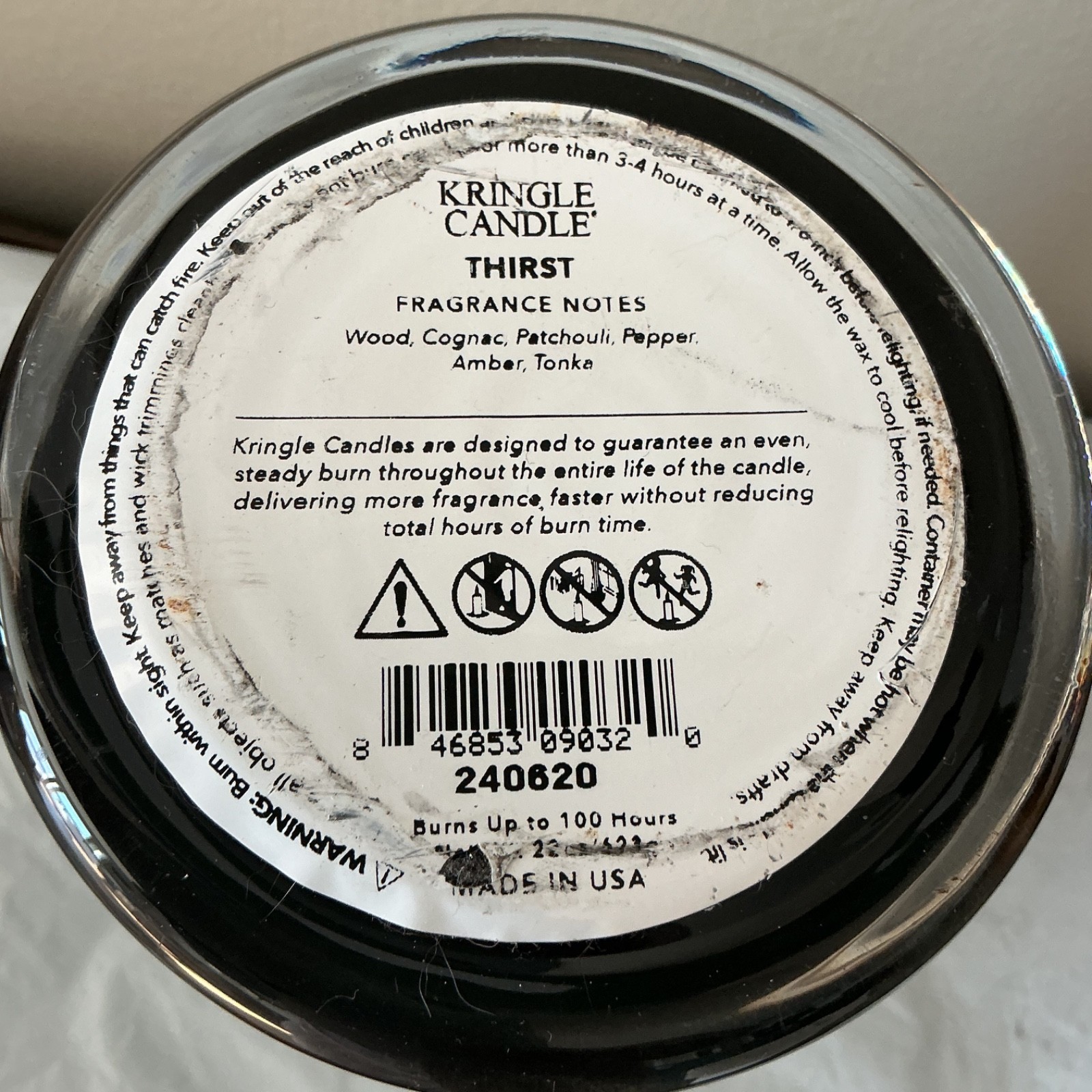 New Kringle Candle Halloween THIRST Large 2-Wick Black Jar 2023 Wood Cognac