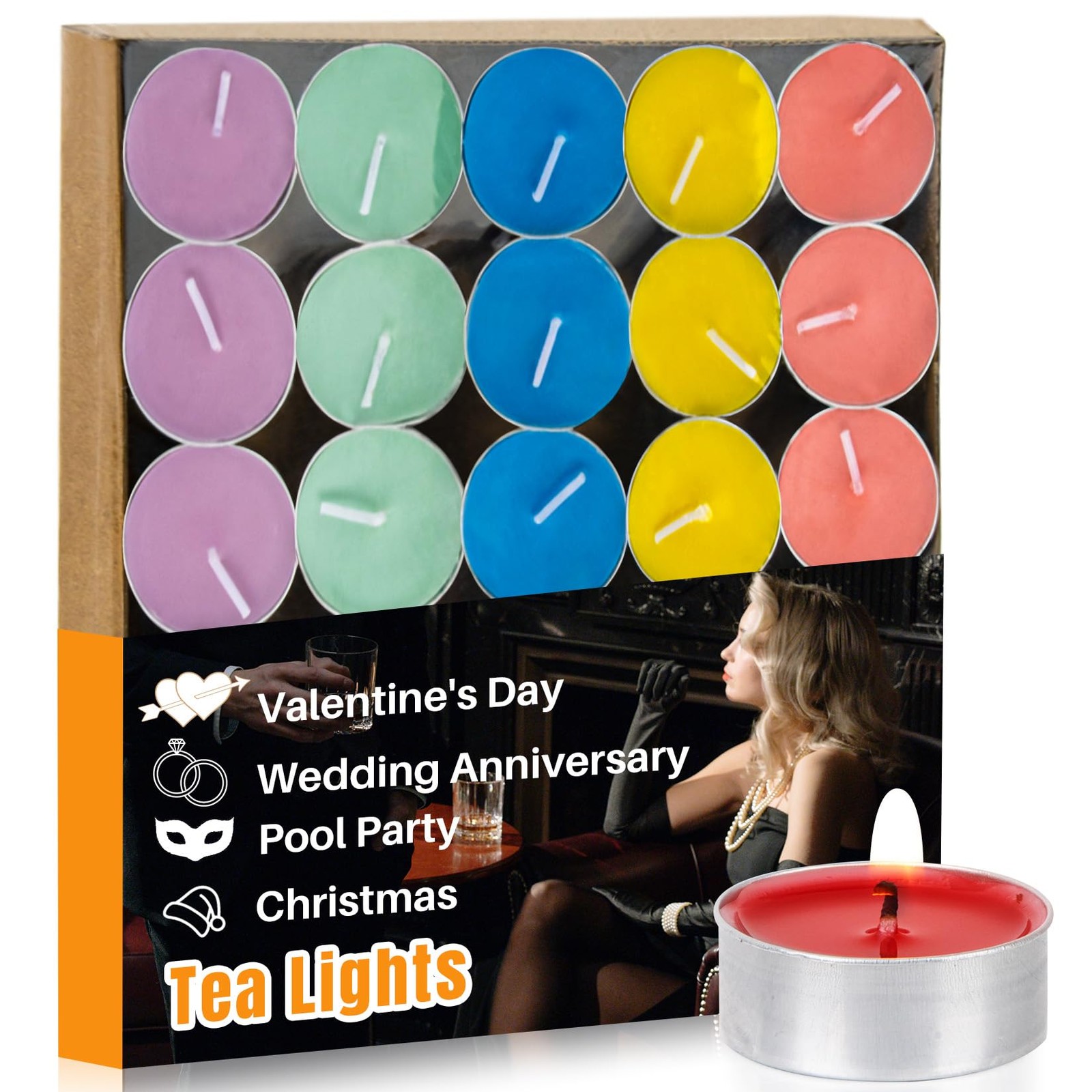 Mixed Color Tea Lights Candles Bulk – 25pcs Mini Votive Tea Lights Shabbat