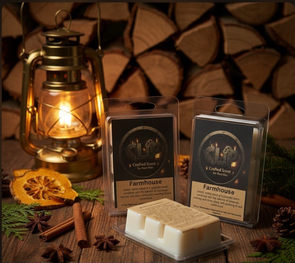 CLiP CANDLES – Crafted Scent For Real Men-Handcrafted Soy Wax Melts FARMHOUSE
