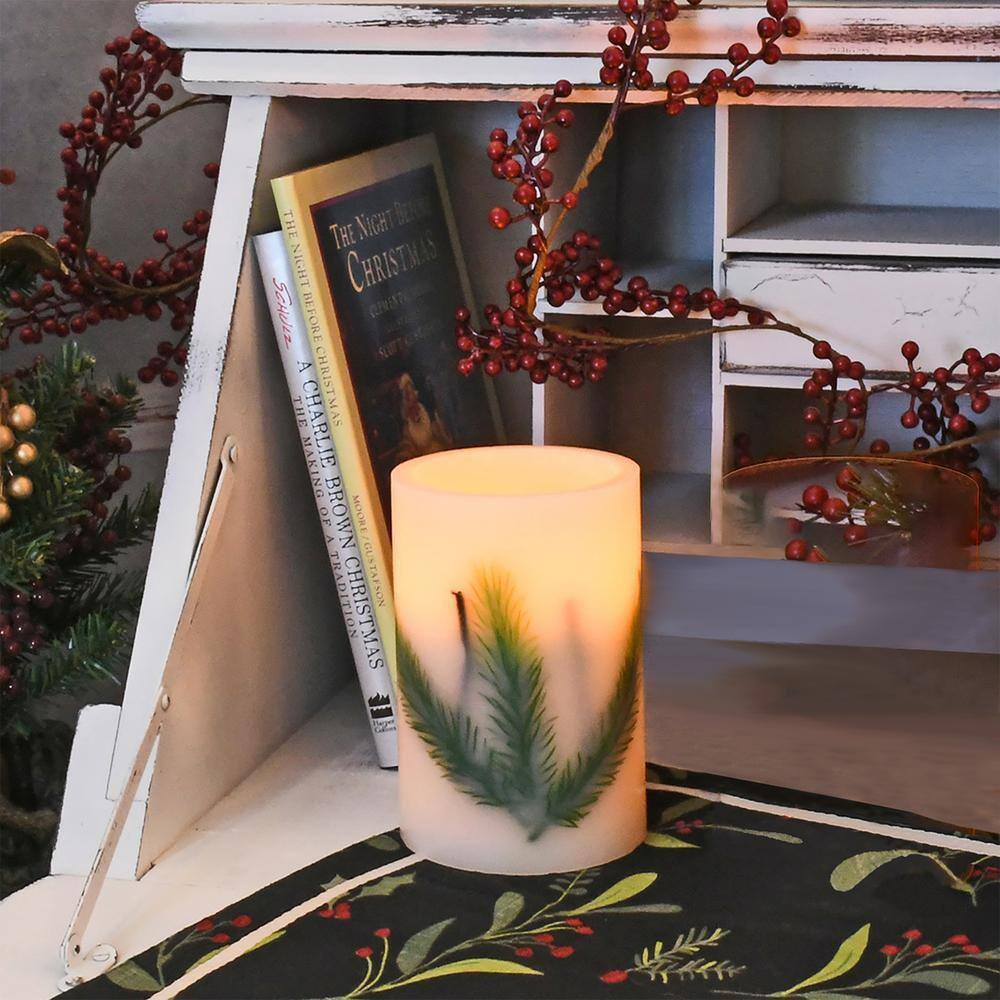 Real Wax 6 In. H Pine Needle LED Candle