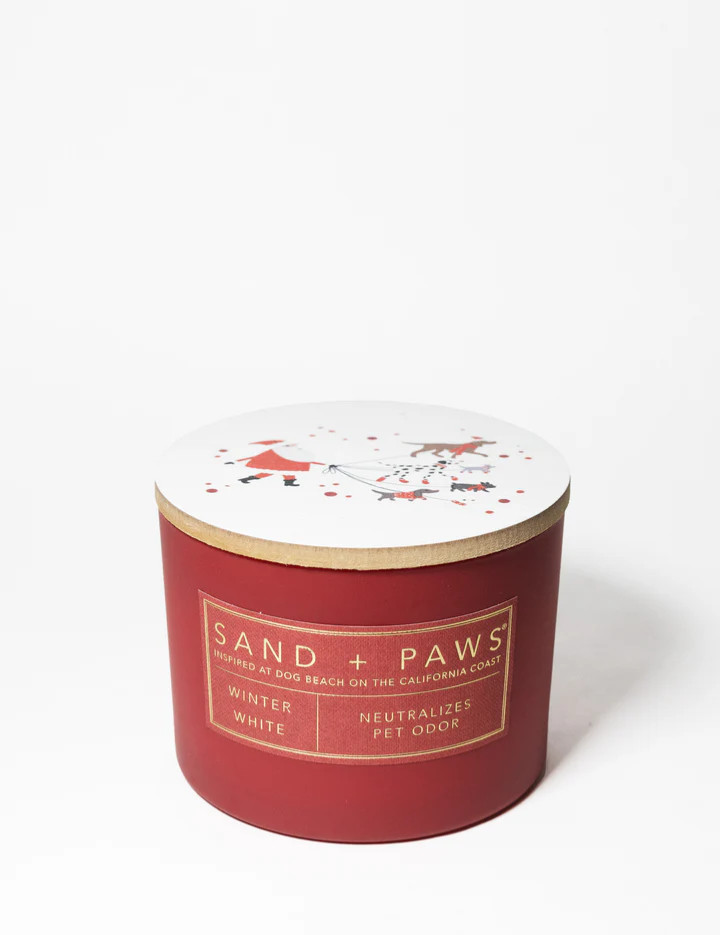 Sand and Paws Candles Christmas Dog Walker Winter White 12 oz